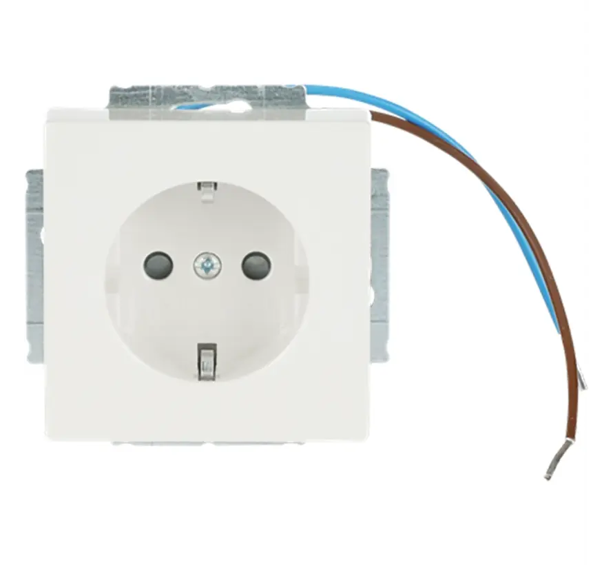 wandcontactdoos randaarde kindveilig met oriëntatielicht Future Linear creme glanzend (20 EUCBLI-82)