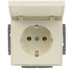 Busch-Jaeger wandcontactdoos randaarde klapdeksel kindveilig Future Linear creme glanzend (20 EUK-82)