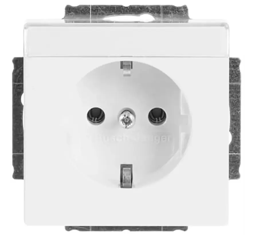 wandcontactdoos randaarde met tekstkader Future Linear studiowit glans (20 EUN-84)