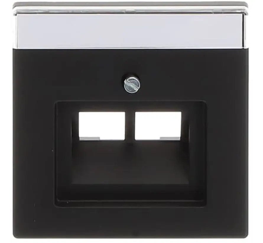 centraalplaat RJ45 wandcontactdoos 2-voudig zwart mat (1803-02-885)
