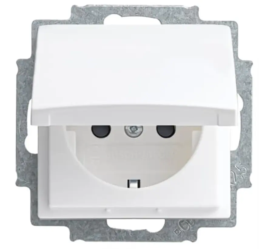 wandcontactdoos randaarde kindveilig met klapdeksel Balance SI wit glans (20 EUKB-914)