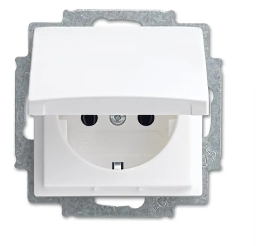 wandcontactdoos randaarde met klapdeksel Balance SI wit glans (20 EUKR-914)