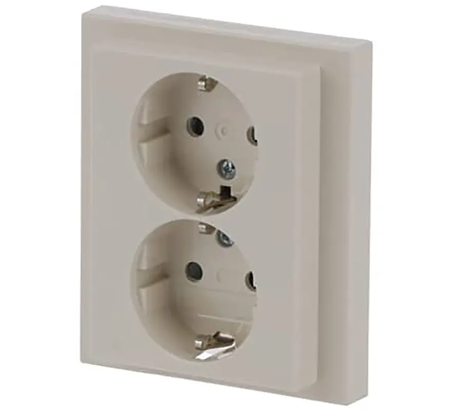 wandcontactdoos 2-voudig randaarde kindveilig Future Linear creme glanzend (202 EUJRB-82)