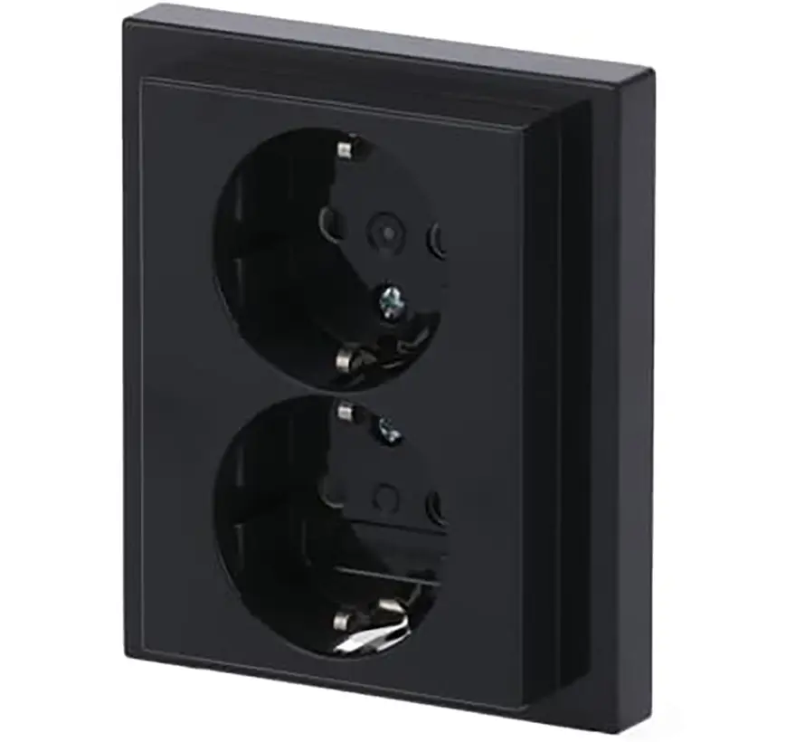 wandcontactdoos randaarde kindveilig 2-voudig Future Linear antraciet glans (202 EUJRB-81)