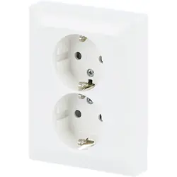 Busch-Jaeger wandcontactdoos 2-voudig randaarde kindveilig voor enkele inbouwdoos Balance SI wit glans (202 EUJRB-914)