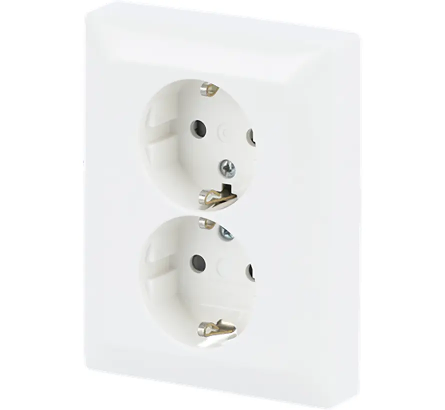 wandcontactdoos 2-voudig randaarde kindveilig voor enkele inbouwdoos Balance SI wit glans (202 EUJRB-914)