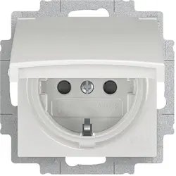 Busch-Jaeger wandcontactdoos randaarde kindveilig met klapdeksel IP44 Balance SI wit glans (20 EUCKBD-914)