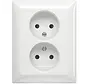 wandcontactdoos 2-voudig zonder randaarde kindveilig voor enkele inbouwdoos Balance SI wit glans (202 UJRB-914)
