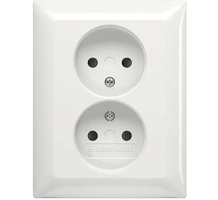 wandcontactdoos 2-voudig zonder randaarde kindveilig voor enkele inbouwdoos Balance SI wit glans (202 UJRB-914)