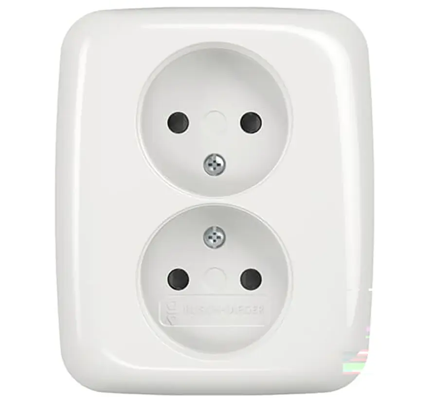 wandcontactdoos 2-voudig zonder randaarde kindveilig voor enkele inbouwdoos Reflex SI (202 UJRB-214)