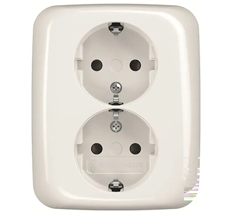 wandcontactdoos 2-voudig randaarde kindveilig voor enkele inbouwdoos Reflex SI (202 EUJRB-214)
