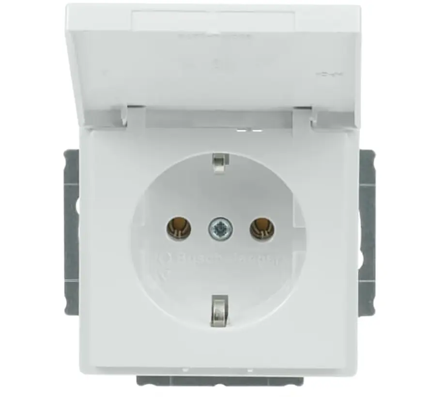 wandcontactdoos randaarde met klapdeksel Future Linear studiowit glans (20 EUK-84)