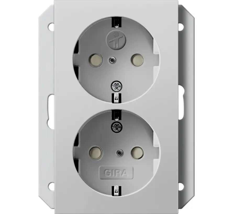 wandcontactdoos 2-voudig randaarde verhoogde aanraakbeveiliging voor enkele inbouwdoos Systeem 55 grijs mat (2731015)