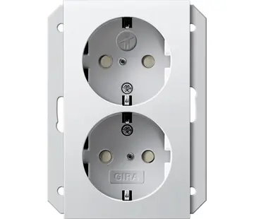 Gira wandcontactdoos 2-voudig randaarde Safety+ voor ovale 1,5 inbouwdoos Systeem 55 wit glans (273503)