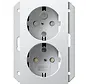wandcontactdoos 2-voudig randaarde Safety+ voor ovale 1,5 inbouwdoos Systeem 55 wit glans (273503)