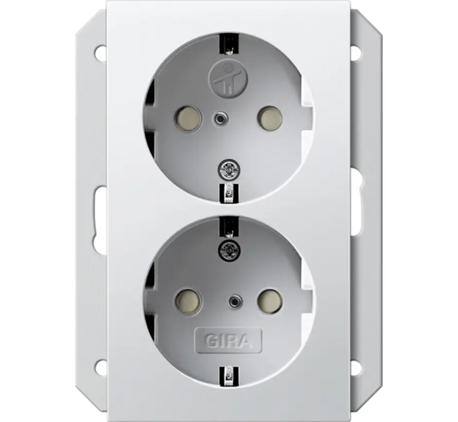 wandcontactdoos 2-voudig randaarde Safety+ voor ovale 1,5 inbouwdoos Systeem 55 wit glans (273503)