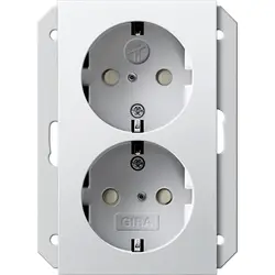 Gira wandcontactdoos 2-voudig randaarde Safety+ voor ovale 1,5 inbouwdoos Systeem 55 wit mat (273527)