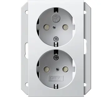 Gira wandcontactdoos 2-voudig randaarde Safety+ voor ovale 1,5 inbouwdoos Systeem 55 wit mat (273527)