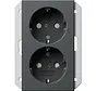 wandcontactdoos 2-voudig randaarde Safety+ voor ovale 1,5 inbouwdoos Systeem 55 antraciet mat (273528)