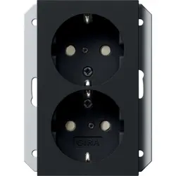Gira wandcontactdoos 2-voudig randaarde Safety+ voor ovale 1,5 inbouwdoos Systeem 55 zwart mat (2735005)