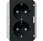 wandcontactdoos 2-voudig randaarde Safety+ voor ovale 1,5 inbouwdoos Systeem 55 zwart mat (2735005)