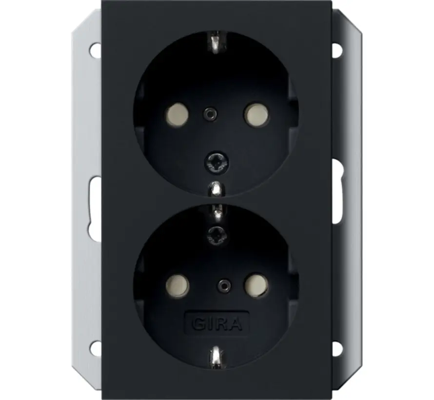 wandcontactdoos 2-voudig randaarde Safety+ voor ovale 1,5 inbouwdoos Systeem 55 zwart mat (2735005)