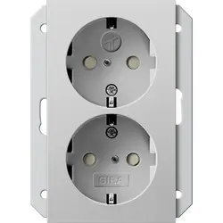 Gira wandcontactdoos 2-voudig randaarde Safety+ voor ovale 1,5 inbouwdoos Systeem 55 grijs mat (2735015)