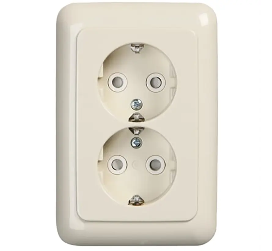 wandcontactdoos 2-voudig randaarde Safety+ voor ovale 1,5 inbouwdoos standaard SI (302EUJT-212)