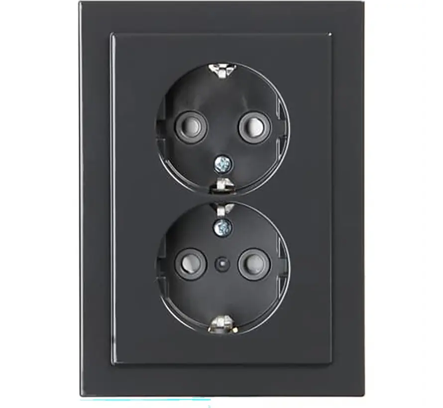 wandcontactdoos 2-voudig randaarde Safety+ voor ovale 1,5 inbouwdoos Future Linear antraciet glans (302EUJT-81)