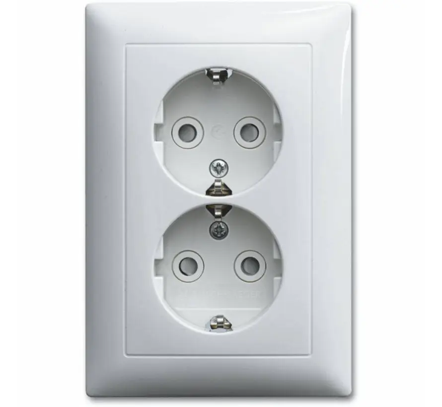 wandcontactdoos 2-voudig randaarde Safety+ voor ovale 1,5 inbouwdoos Balance SI wit glans (302EUJT-914)