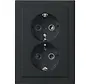 wandcontactdoos 2-voudig randaarde Safety+ voor ovale 1,5 inbouwdoos Future Linear zwart matt (302EUJT-885)