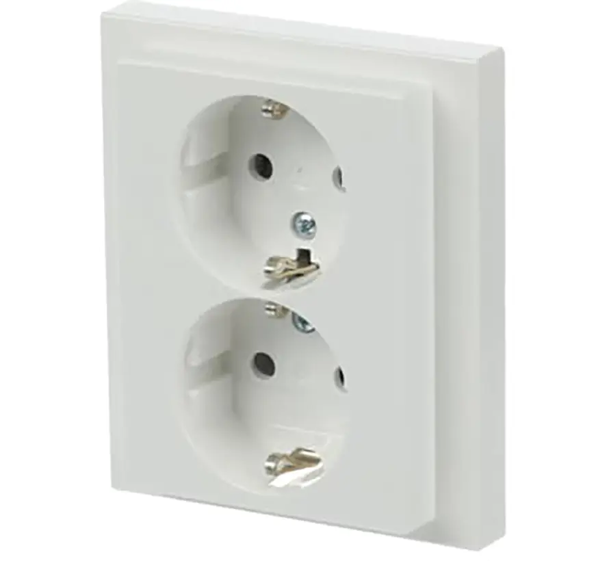 wandcontactdoos 2-voudig randaarde kindveilig voor enkele inbouwdoos Future Linear studiowit glans (202 EUJRB-84)