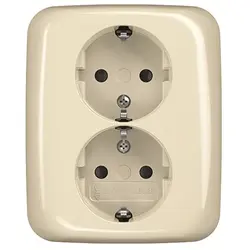 Busch-Jaeger wandcontactdoos 2-voudig randaarde kindveilig voor enkele inbouwdoos Standaard SI (202 EUJRB-212)