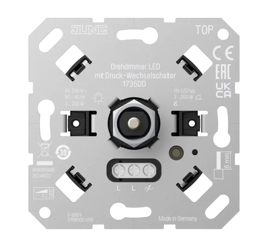 LED-draaidimmer met druk-wisselschakelaar 3-200 Watt (1735 DD)