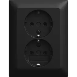 Busch-Jaeger wandcontactdoos 2-voudig randaarde voor enkele inbouwdoos Balance SI zwart mat (202 EUJR-915)