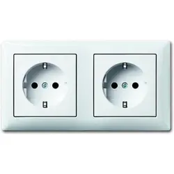 Busch-Jaeger wandcontactdoos 2-voudig randaarde voorbedraad voor duo-inbouwdoos Balance SI wit glans (20-2 EUCJ-914-503)
