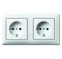 wandcontactdoos 2-voudig randaarde voorbedraad voor duo-inbouwdoos Balance SI wit glans (20-2 EUCJ-914-503)