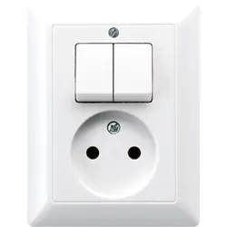 JUNG combinatie serieschakelaar/wandcontactdoos zonder randaarde AS500 alpine wit (AS 5545 EU WW)