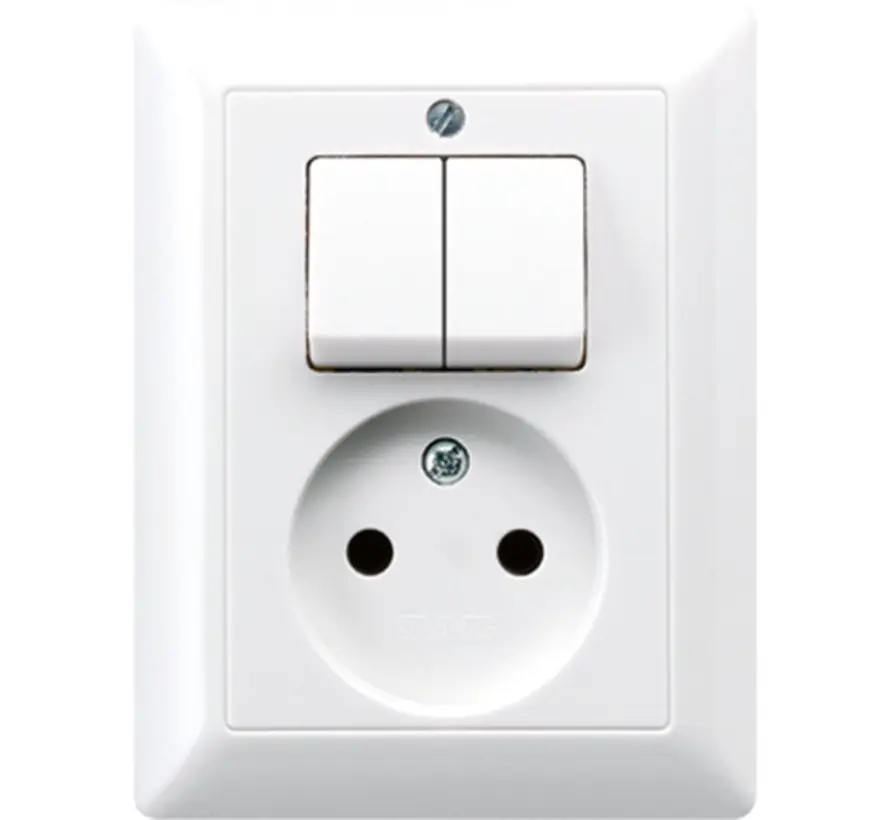 combinatie serieschakelaar/wandcontactdoos zonder randaarde AS500 alpine wit (AS 5545 EU WW)