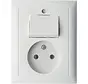 combinatie schakelaar/wandcontactdoos zonder randaarde S1/B3/B7 wit glans (6143668989)