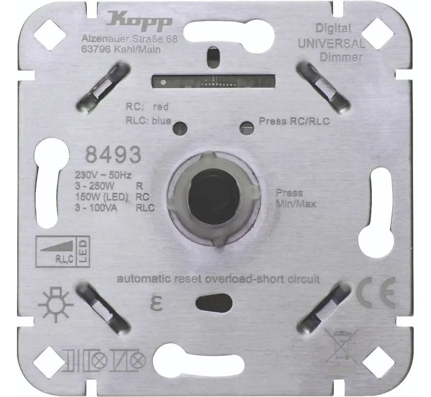LED-draaidimmer universeel met druk-wisselschakelaar 3-150W (849300512)