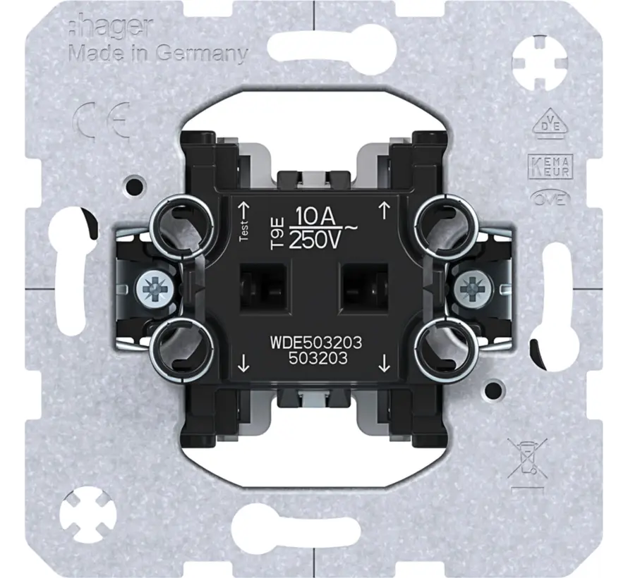 pulsdrukker verbreekcontact en maakcontact 2x ingang 10A met spreidklemmen (WDE503203)