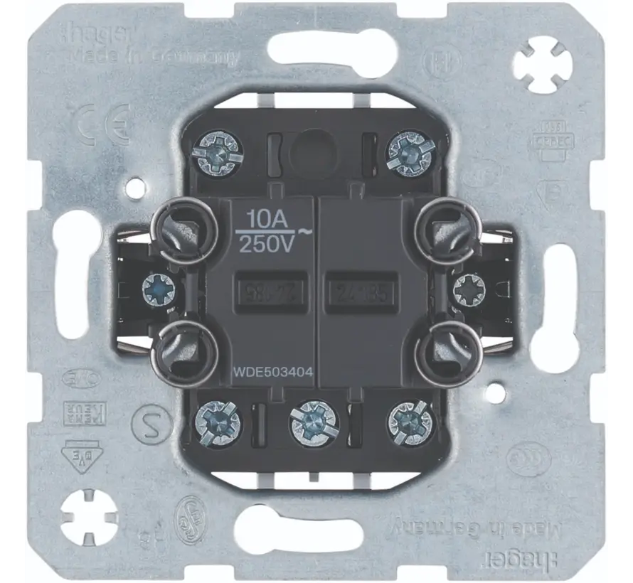 serie pulsdrukker 4x maakcontact 1x ingang 10A met spreidklemmen (WDE503404)