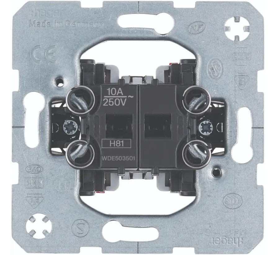 serie pulsdrukker verbreekcontact en maakcontact 2x ingang 10A met spreidklemmen (WDE503501)