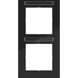 Hager Berker afdekraam 2-voudig verticaal met tekstveld A1 nachtzwart glans (WAD6203BG)