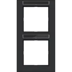 Hager Berker afdekraam 2-voudig verticaal met tekstveld A1 nachtzwart mat (WAD6203BM)