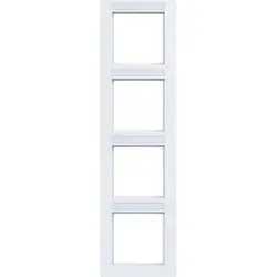 Hager Berker afdekraam 4-voudig verticaal met tekstveld A1 lichtwit glans (WAD6403WG)