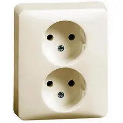 PEHA wandcontactdoos 2-voudig zonder randaarde kindveilig voor enkele inbouwdoos Standard creme (F 80.1912 SI W)