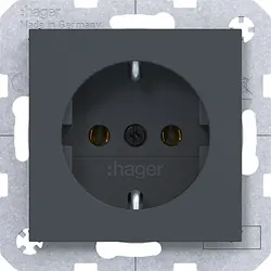 Hager Berker wandcontactdoos randaarde A1/A8/C1/C8 antraciet mat (WAS1100AT)