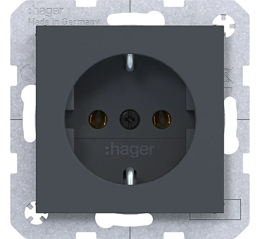 wandcontactdoos randaarde A1/A8/C1/C8 antraciet mat (WAS1100AT)